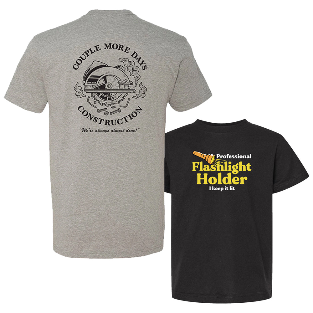 Dad \u0026 Kid Pro Pack: CMD Grey Tee + Professional Flashlight Holder Kids –  Dude Dad