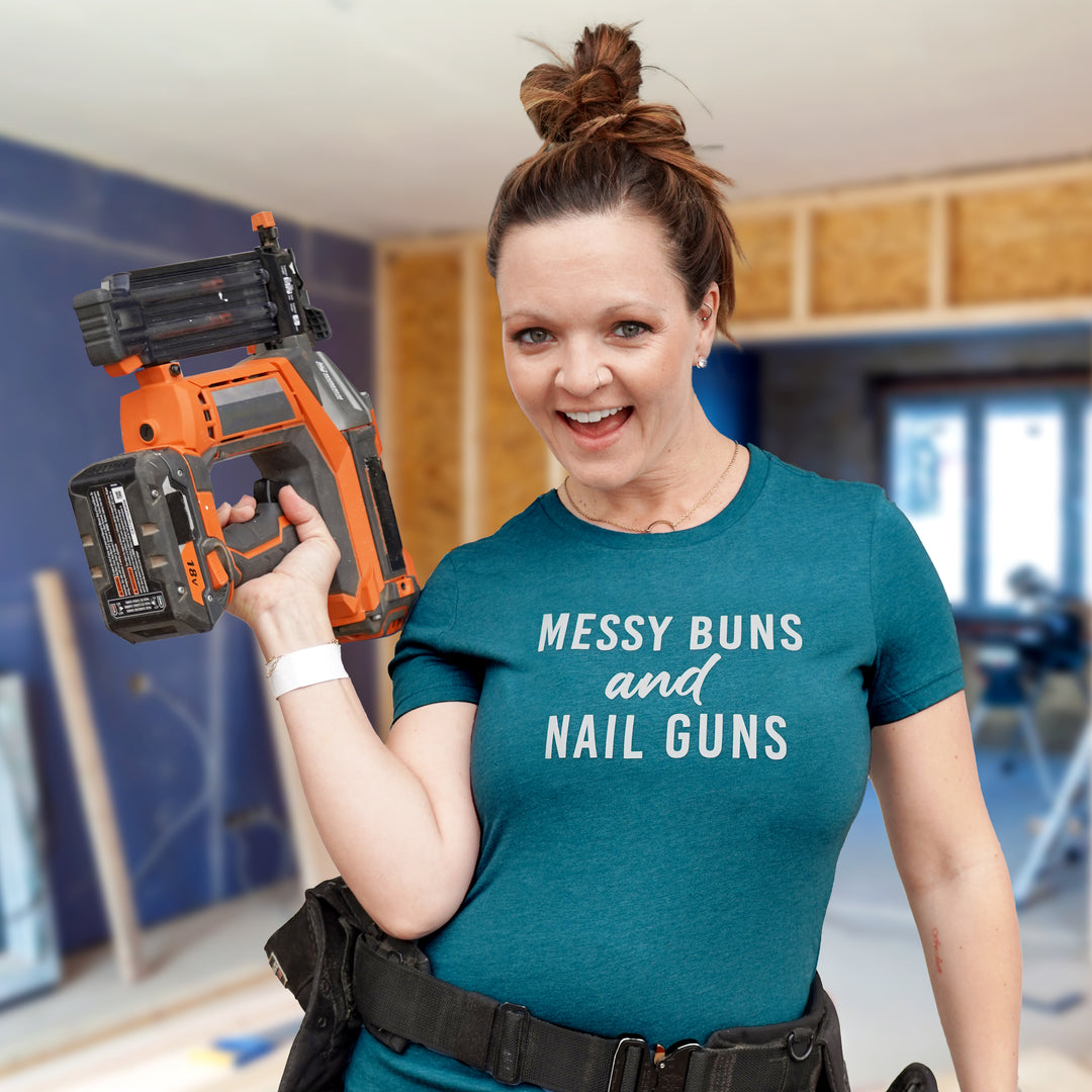 Messy Buns and Nail Guns Ladies' Tee