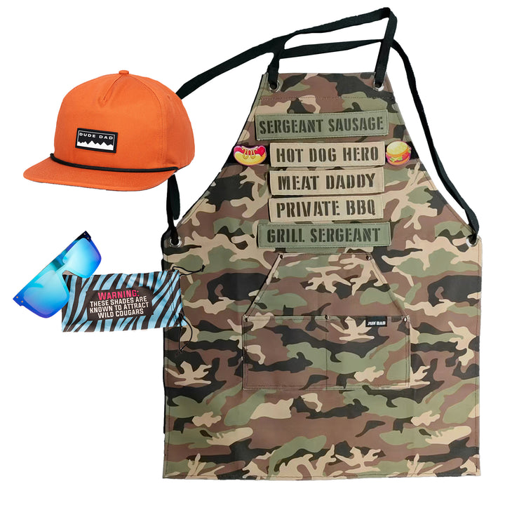 Backyard Dad Bundle: Grill Sergeant Apron + Mountain Hat + Sunglasses
