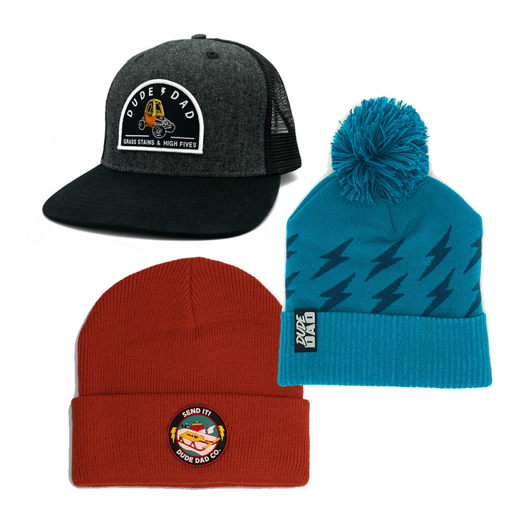 The Hat-tastic Kids Bundle: Grass Stains Hat + Send it! Beanie + Lightning Beanie