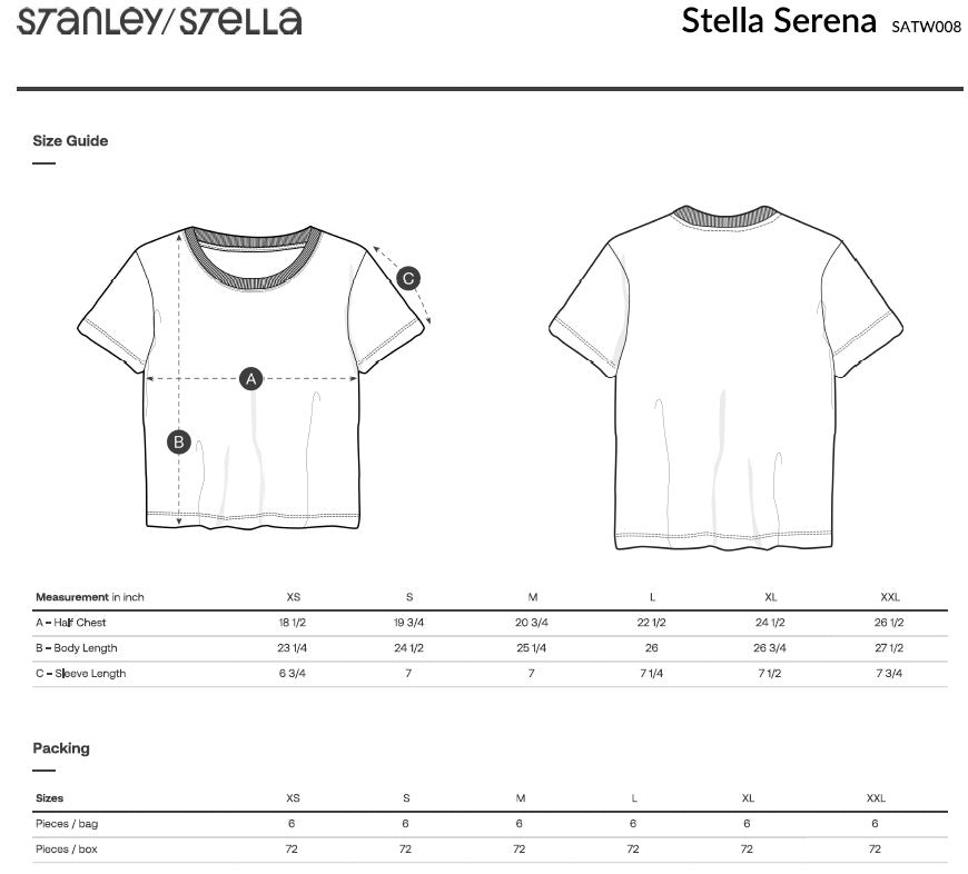 Mama Bear Rocker Tee size guide with front and back T-shirt diagrams and measurement chart