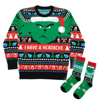 I Have A Headache... Christmas Sweater + FREE socks