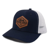 Faux Leather Patch Hat - Navy/White Trucker Snapback